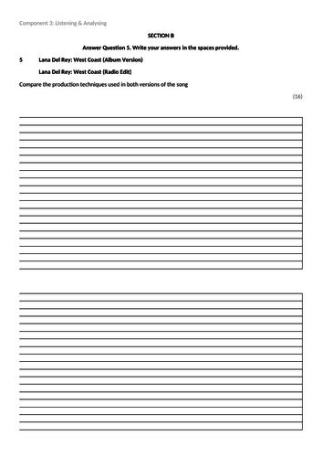 Edexcel A-Level Music Technology - 16 Mark Comparison Question with Mark Scheme - West Coast