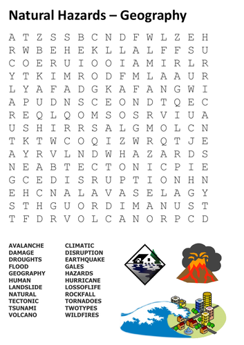 Natural Hazards – Geography Word Search By Sfy773 