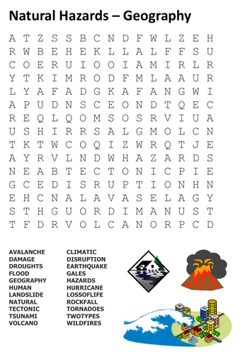 Natural Hazards – Geography Word Search