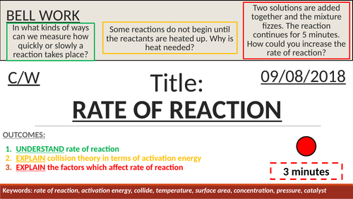 New GCSE - Rate of Reaction, Collision Theory, and Factors (2-3 lessons)
