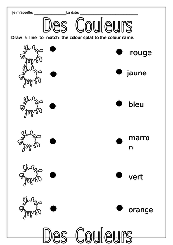 FRENCH - Colours - Des Couleurs - Worksheets