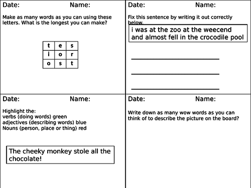 Literacy Starters (48 different starters)