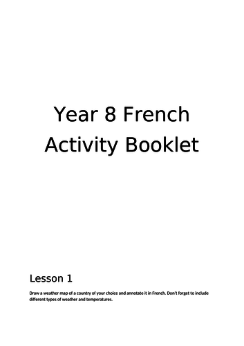 French cover work booklet