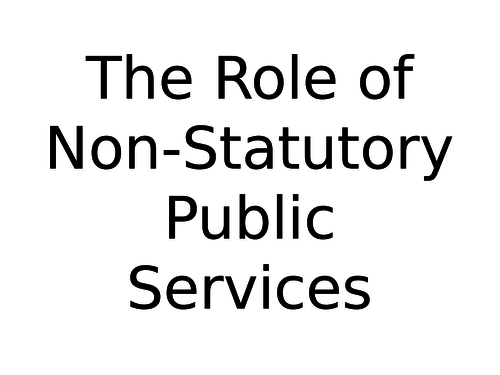 The Role of Non-Statutory Public Services in the UK