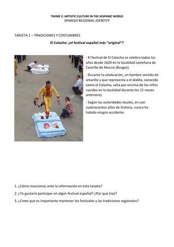 Spanish A Level: Paper 3 (speaking). Discussion cards: Spanish regional identity.