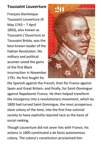 Toussaint Louverture Handout | Teaching Resources