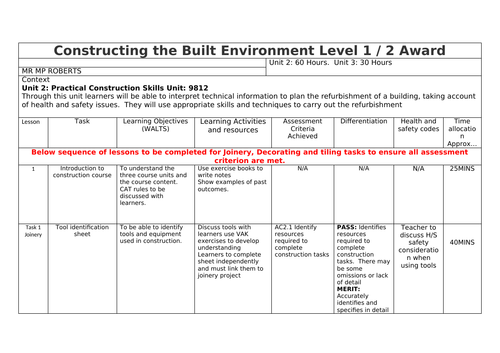 WJEC Level 2 Constructing the Build Environment Level1/2 award Resource Kit