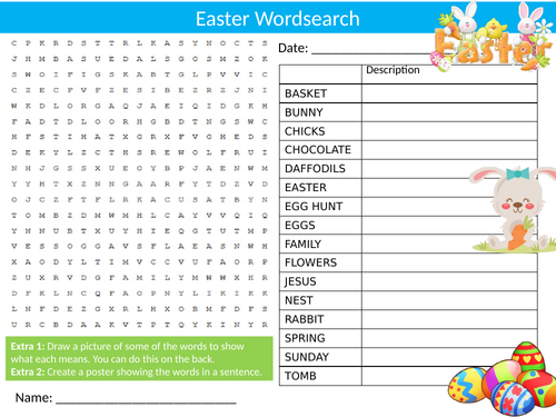 3 x Easter Wordsearch Sheet Starter Activity Keywords Cover Homework RE Religious Festival