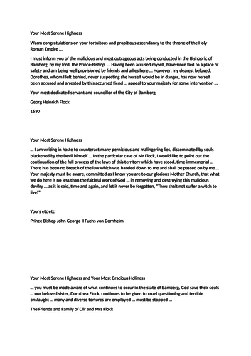 Worksheets for Witchcraze Unit Paper 33 Edexcel A-Level