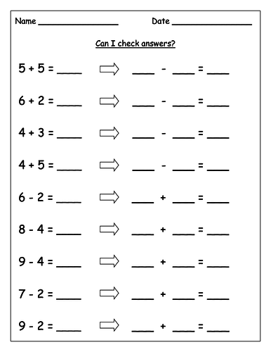 Using inverse operations (addition and subtraction) to check answers