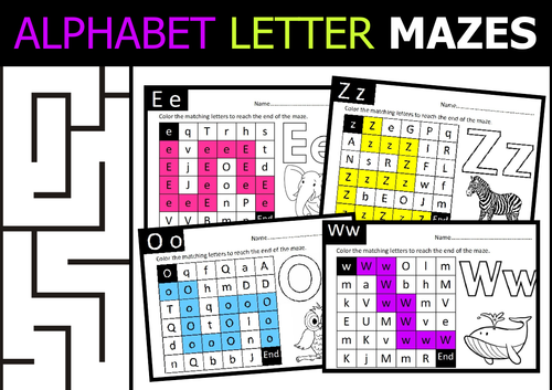 ALPHABET LETTER MAZE For Kindergarten and Pre-K