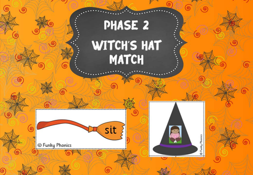 Halloween Phonics: Phase 2 Witch's Hat Match