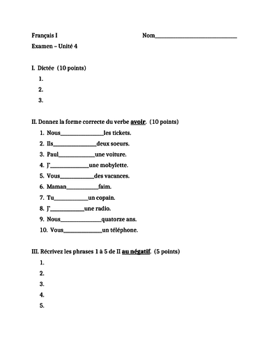 Bleu Unit 4 Test