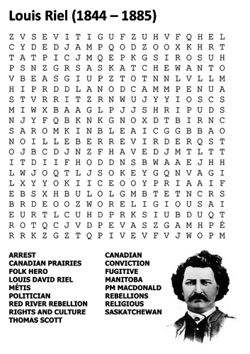 Louis Riel Word Search