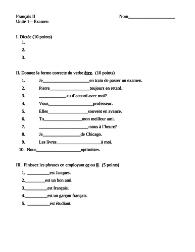 Blanc Unit 1 Test | Teaching Resources