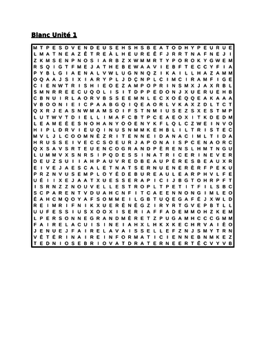 Blanc Unit 1 Wordsearch