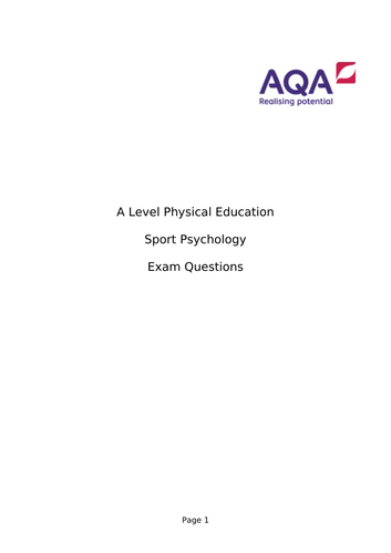 AQA A LEVEL PE Sport Psychology Exam Questions