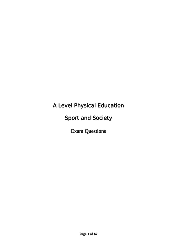 AQA A LEVEL PE Sport and Society Exam Questions