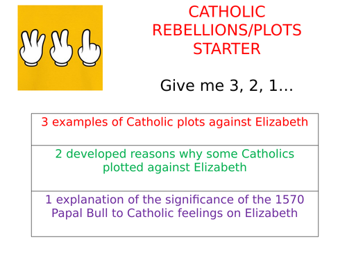 AQA 8145 Elizabethan England - collection of 3,2,1 starter activities focused on different topics