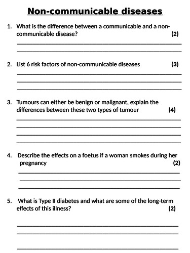 NEW AQA GCSE Trilogy (2016) Biology - Non-communicable Diseases Homework