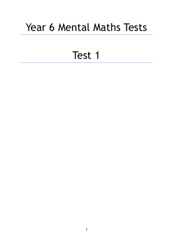 Year 6 Mental Maths Tests