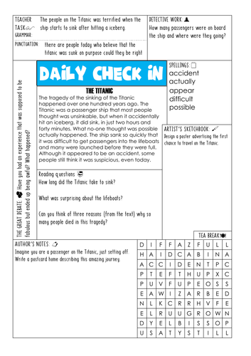 A SPaG starter worksheet to last all week!