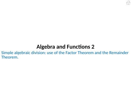 Algebra and Functions Pure Mathematics 2 PowerPoint