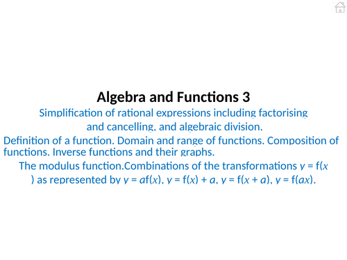 Algebra and Functions Pure Mathematics 3 PowerPoint | Teaching Resources
