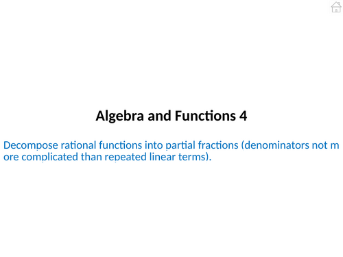 Algebra and Functions Pure Mathematics 4 PowerPoint