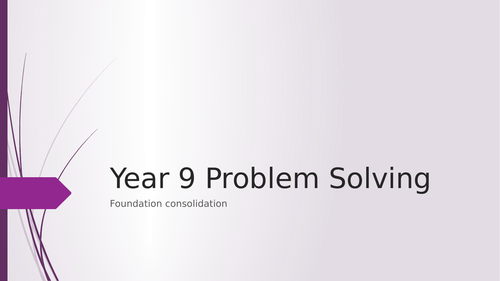 A series of problem solving questions for lower ability year 9
