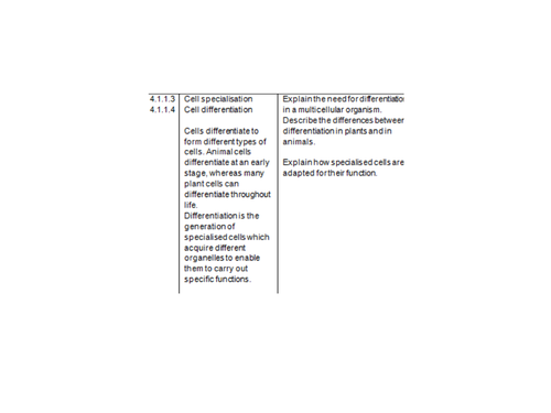 Specialised Cells