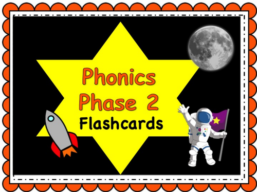 Phonics Powerpoint, Phase 2 flashcards: Space Themed