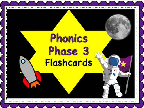 Phonics Powerpoint, Phase 3 flashcards: Space Themed