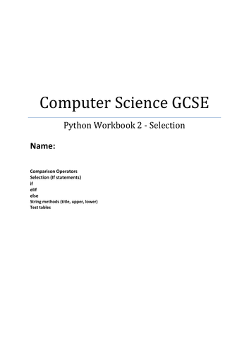 Python Workbook 2 - Selection