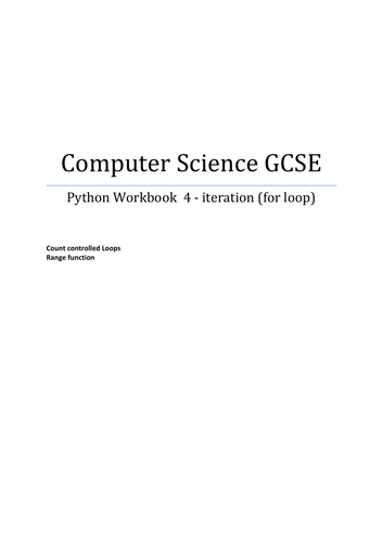Python workbook 4 - iteration - for