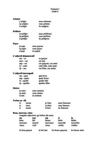 Bleu Unit 6 Study guide