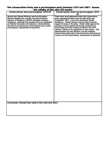 AQA A level 2S Making of Modern Britain - Thatcher and Europe 1979-87