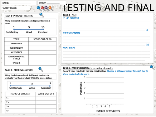 Final evaluation worksheet and writing frame