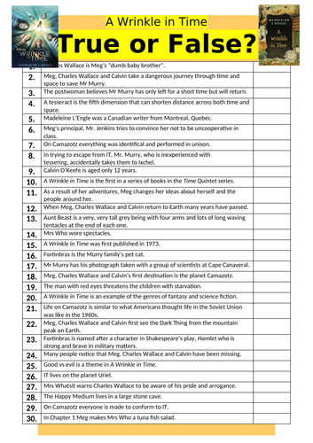 A Wrinkle in Time - True or False?