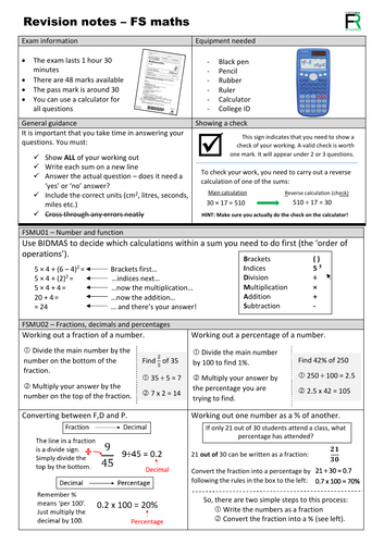 Level 2 maths quick reference revision guide