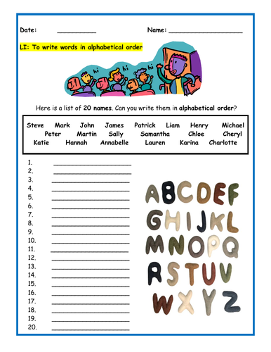 Alphabet Activity Alphabetical Order Teaching Resources