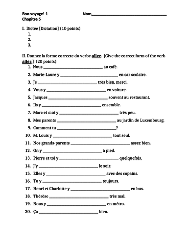 Bon voyage 1 Chapitre 5 Test
