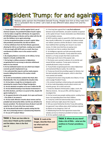 President Trump: for and against