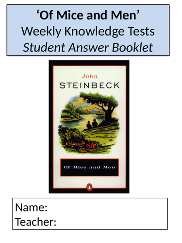 'Of Mice and Men'  Weekly Tests KEY QUOTATIONS, CONTEXT AND TERMINOLOGY