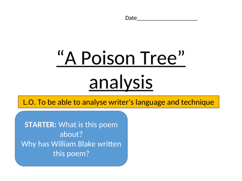A POISON TREE by William Blake (EDEXCEL)