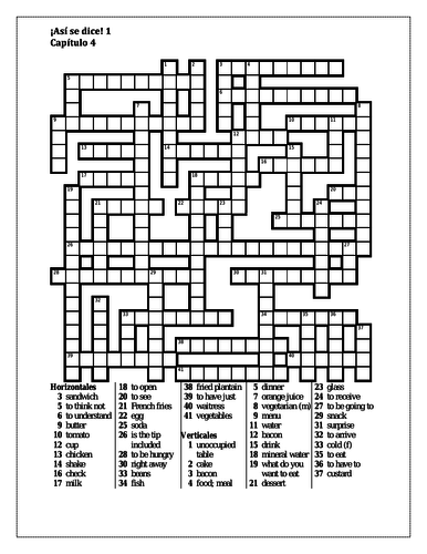 Así se dice 1 Capítulo 4 Crossword