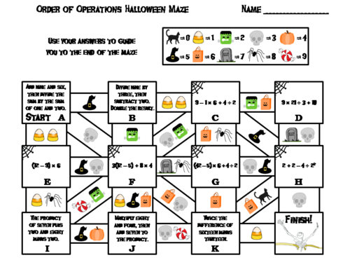 Halloween Math Maze: Order of Operations Activity