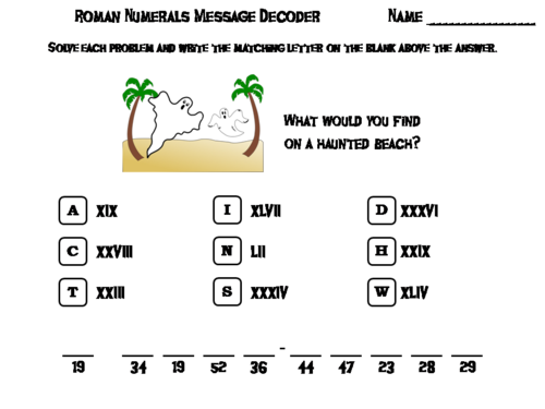 Halloween Math Activity: Roman Numerals Message Decoder