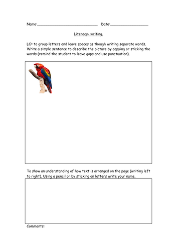writing sentences primary early years sen reception teaching