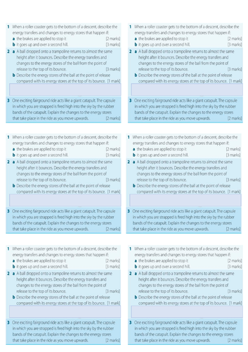 P1.1 Changes in energy stores and P1.2 Conservation of energy (AQA)